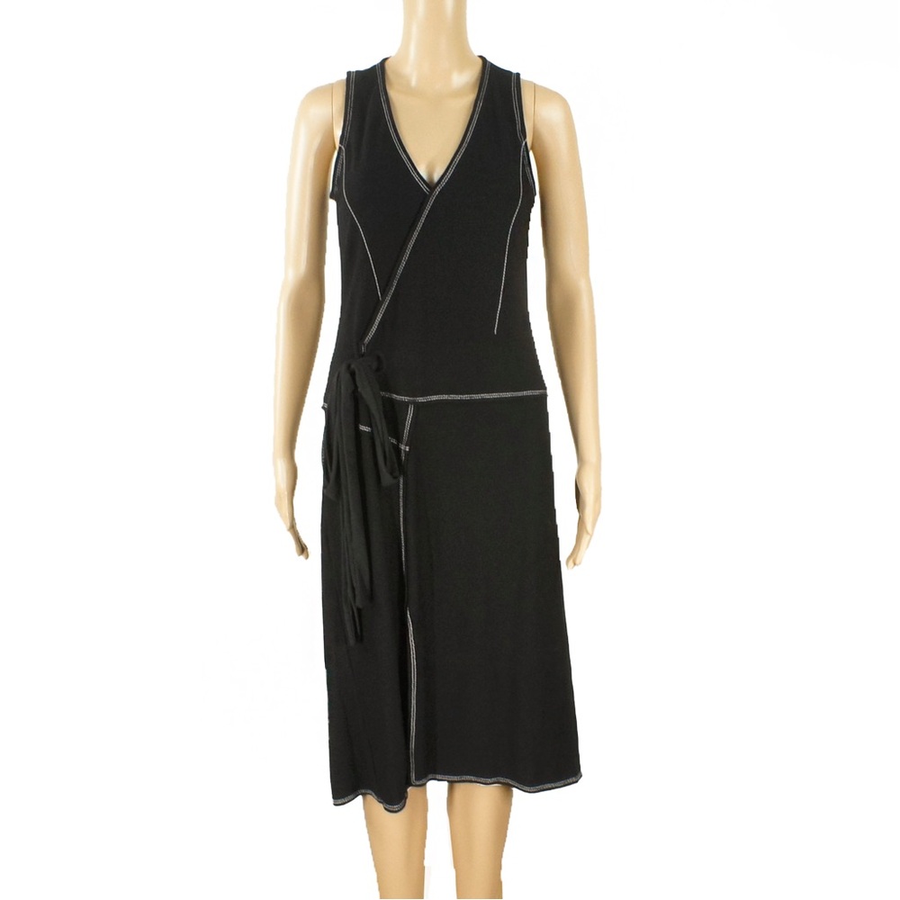 Derek Lam New York Black Sleeveless Waist Tie Detail Dress